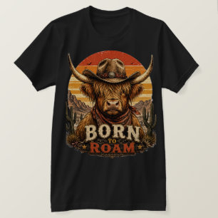Rustikales Highland-Kuh-Cowboy-Wüsten-Sonnenunterg T-Shirt