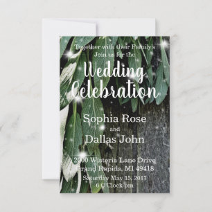 Rustikales Hinterhofholz und Salbei Hochzeit Einladung