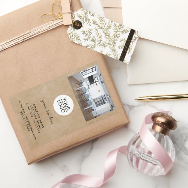 Rustikales Hinzufügen eines benutzerdefinierten Te Rechteckiger Aufkleber (Schenken)