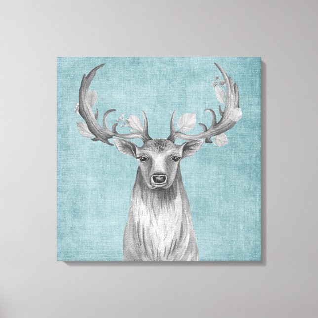 Rustikales Hirsch auf Denim Leinwanddruck (Vorderseite)