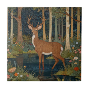 Rustikales Hirsch-Boho-Wald-Design Fliese
