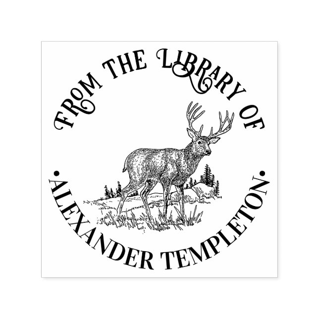 Rustikales Hirsch in der Wildnis - Buch Name Permastempel (Design)