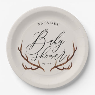 Rustikales Hirschgeweih-Babyduschen-Party Pappteller