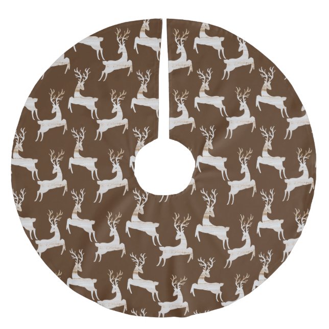 Rustikales Hirschhaut Polyester Weihnachtsbaumdecke (Vorderseite)