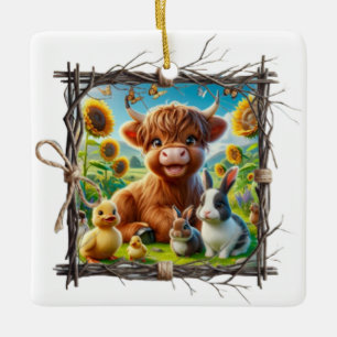Rustikales Hochland Kuh Ornament - Bauernhof Keepa