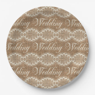 Rustikales Hochzeitburlap Lace Pappteller