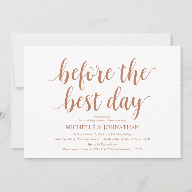 Rustikales Hochzeitessen, Probe-Abendessen, modern Einladung (Vorderseite)