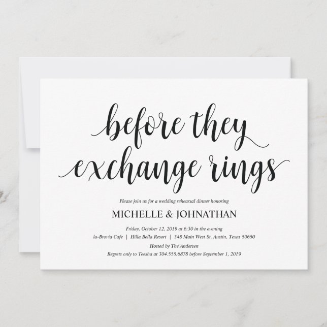 Rustikales Hochzeitessen Probe Einladungskarten (Vorderseite)