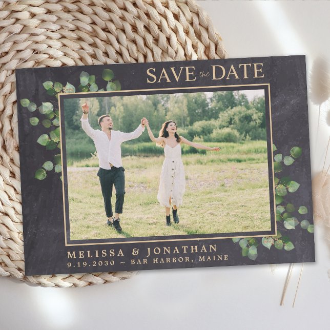 Rustikales Hochzeitliches Eukalyptus-Foto Save The Date (Von Creator hochgeladen)