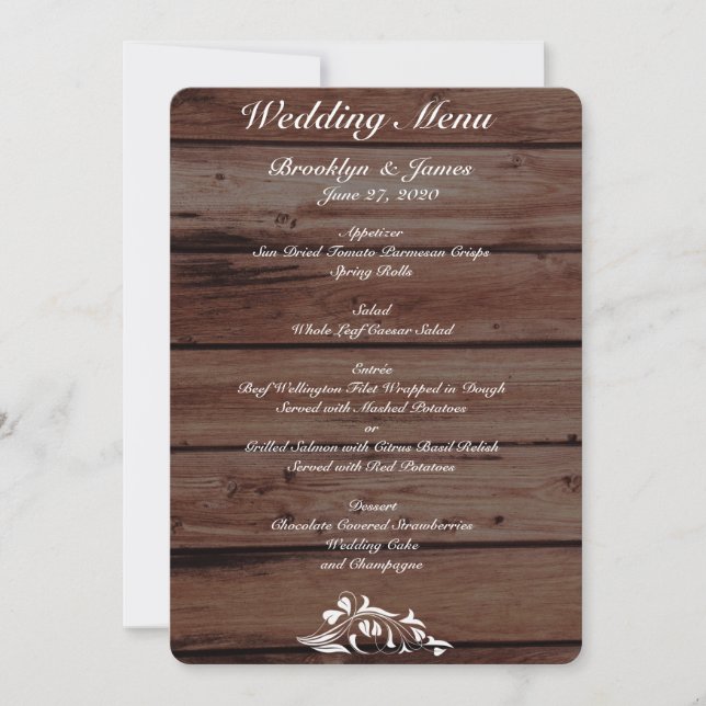 Rustikales Hochzeitmenü - individuelle Einladungen (Vorderseite)