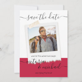 Rustikales Hochzeitsabenteuer-Foto Save the Date Einladung