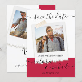 Rustikales Hochzeitsabenteuer-Foto Save the Date Einladung