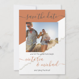Rustikales Hochzeitsabenteuer-Foto Save the Date Einladung