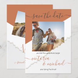 Rustikales Hochzeitsabenteuer-Foto Save the Date Einladung