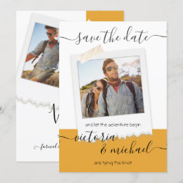 Rustikales Hochzeitsabenteuer-Foto Save the Date Einladung