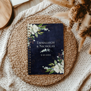 Rustikales Hochzeitschick, florales Blau Planer
