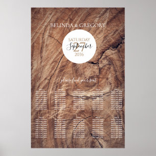 Rustikales Hochzeitsdiagramm für Holz Poster