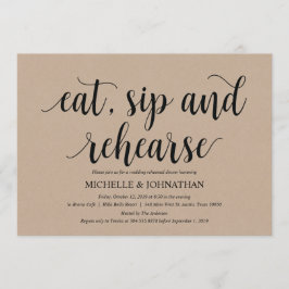 Rustikales Hochzeitsessen der Probe lädt ein Einladung