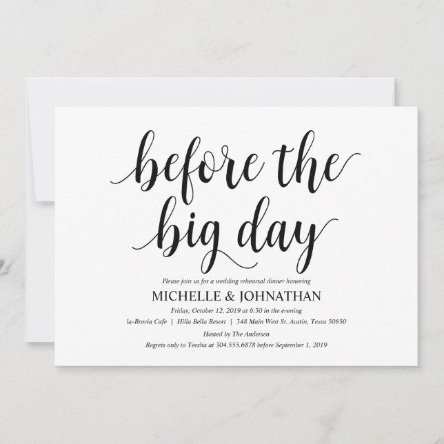 Rustikales Hochzeitsessen Probe Einladungskarten (Vorderseite)