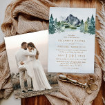 Rustikales Hochzeitsfest Foto Real Gold Folieneinladung<br><div class="desc">Das Design besticht durch eine elegante Aquarelllandschaft mit moderner Textgestaltung. Der Text ist in echter Goldfolie. Sie können aus mehreren Folienfarben auswählen. Auf der Rückseite befindet sich ein Demo-Foto. Wechseln Sie zu Ihrem eigenen Foto. Sehen Sie sich alternative Versionen dieser Einladung an und passende Suitenelemente in dem auf dieser Seite...</div>