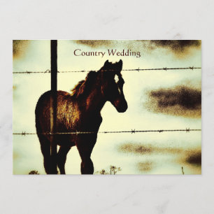 Rustikales Hochzeitsfest mit Pferd Einladung