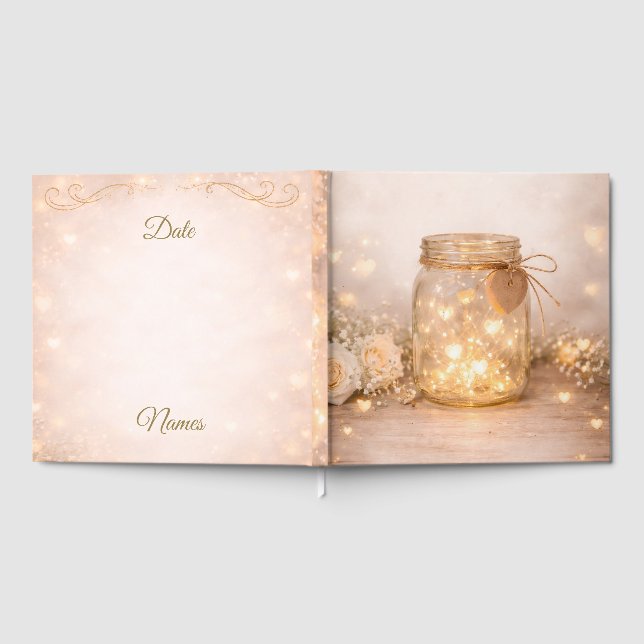 Rustikales Hochzeitsgästebuch mit Lichterkette Gästebuch (Voll)