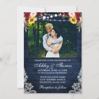 Rustikales Hochzeitsholz blauer Hölzer Foto Einladung
