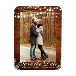 Rustikales Hochzeitsholz Save the Date Magnet