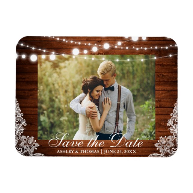 Rustikales Hochzeitsholz Save the Date Magnet (Horizontal)