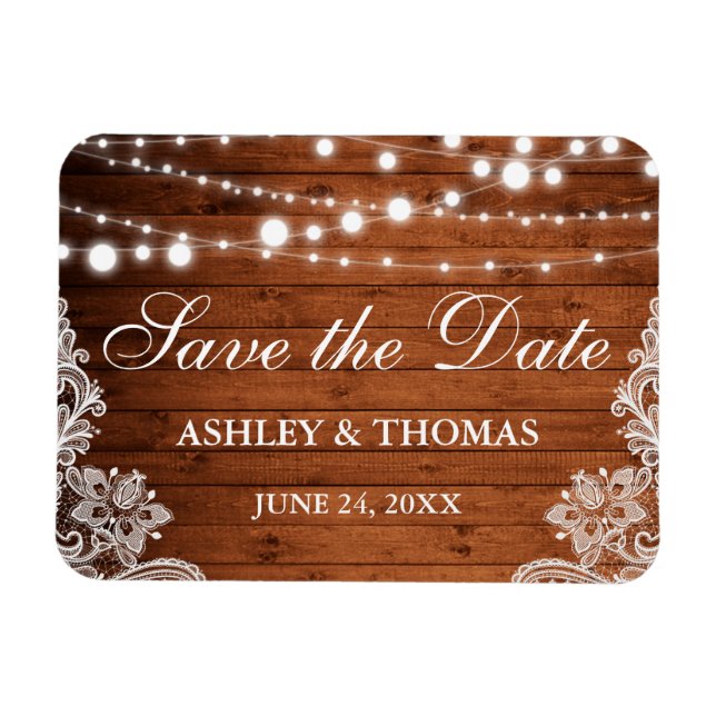 Rustikales Hochzeitsholz Save the Date Magnet (Horizontal)