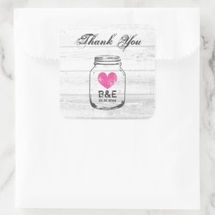 Rustikales Hochzeitsholz-Vintages Maurerlogo Quadratischer Aufkleber