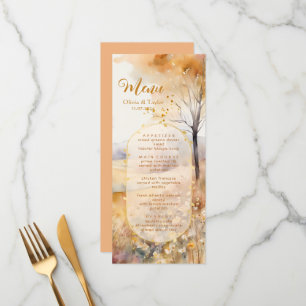Rustikales Hochzeitsmenü der Terracotta Earth Tone Menükarte