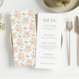 Rustikales Hochzeitsmenü mit orangefarbener Blume