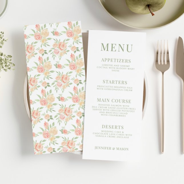 Rustikales Hochzeitsmenü mit orangefarbener Blume (Von Creator hochgeladen)