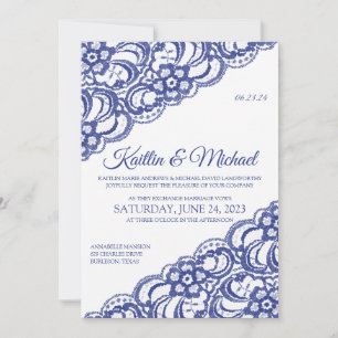 Rustikales Hochzeitspaar - Royal Blue Einladung