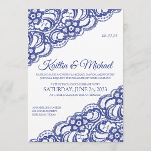 Rustikales Hochzeitspaar - Royal Blue Einladung