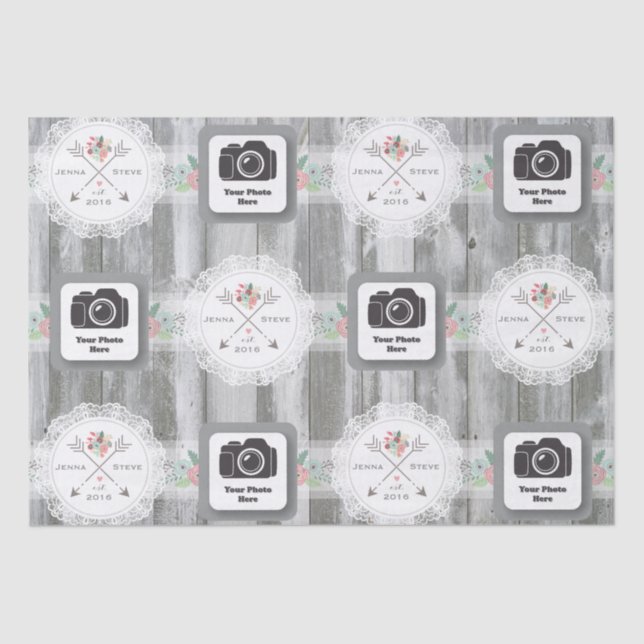 Rustikales Hochzeitspapier Seidenpapier (Vorderseite)