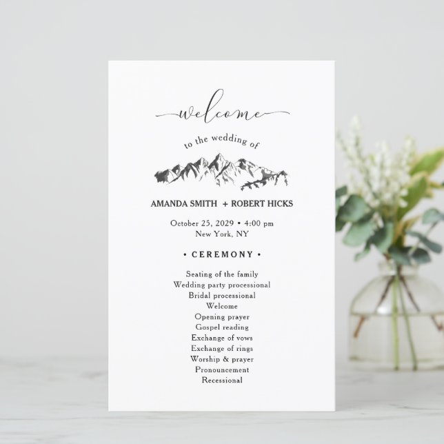 Rustikales Hochzeitsprogramm (Stehend Vorderseite)