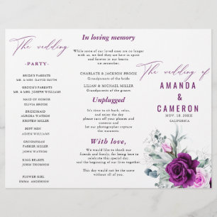 Rustikales Hochzeitsprogramm für Lila Blüten