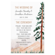 Rustikales Hochzeitsprogramm für Pinienbäume