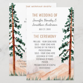 Rustikales Hochzeitsprogramm für Pinienbäume