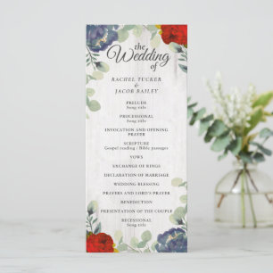Rustikales Hochzeitsprogramm für Rote Blüte Programm