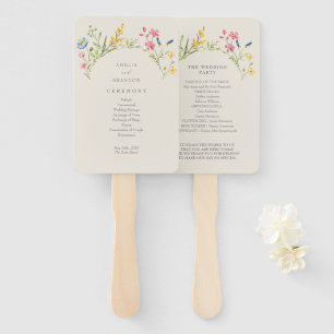 Rustikales Hochzeitsprogramm für Wildblume Handfan Fächer