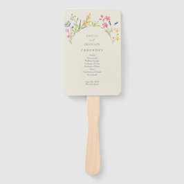 Rustikales Hochzeitsprogramm für Wildblume Handfan Fächer