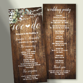 Rustikales Hochzeitsprogramm Grünzeug Eukalyptus Programm