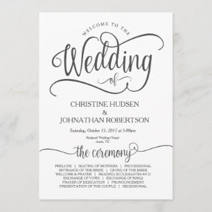Rustikales Hochzeitsprogramm Kalligrafie-Design v3 Programm