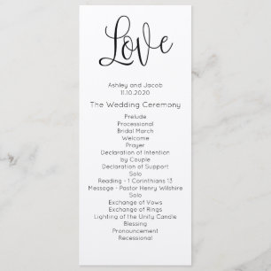 Rustikales Hochzeitsprogramm. Liebe. Kraft-Zeremon Programm