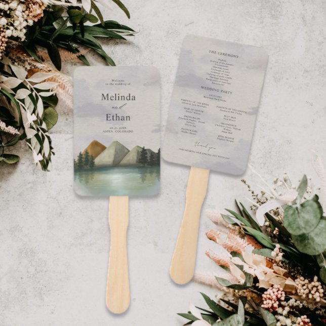 Rustikales Hochzeitsprogramm "Mountain & Lake Ever Fächer (Von Creator hochgeladen)