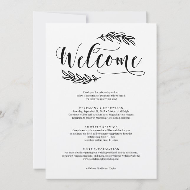 Rustikales Hochzeitstag Begrüßungsreise (Vorderseite)