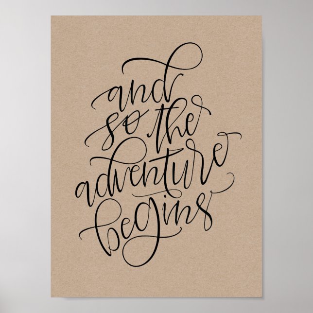 rustikales Hochzeitszeichen - und so beginnt das A Poster (Vorne)